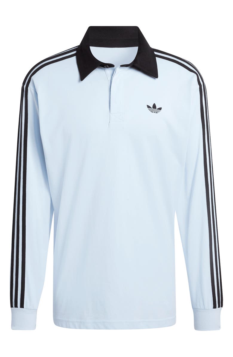 adidas 3-Stripes Long Sleeve Rugby Shirt, Alternate, color, Crystal Sky/ /