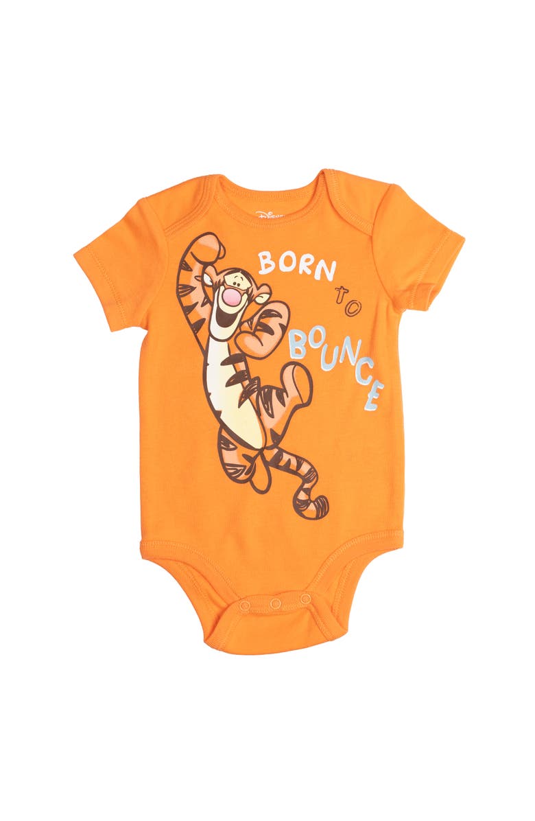Disney Winnie the Pooh 5-Pack One Piece Bodysuits, Alternate, color, Red Grey Yellow Orange