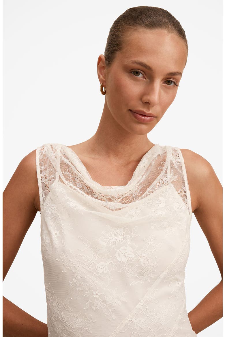 Jenna Paneled Lace Midi Dress, Alternate, color, ECRU