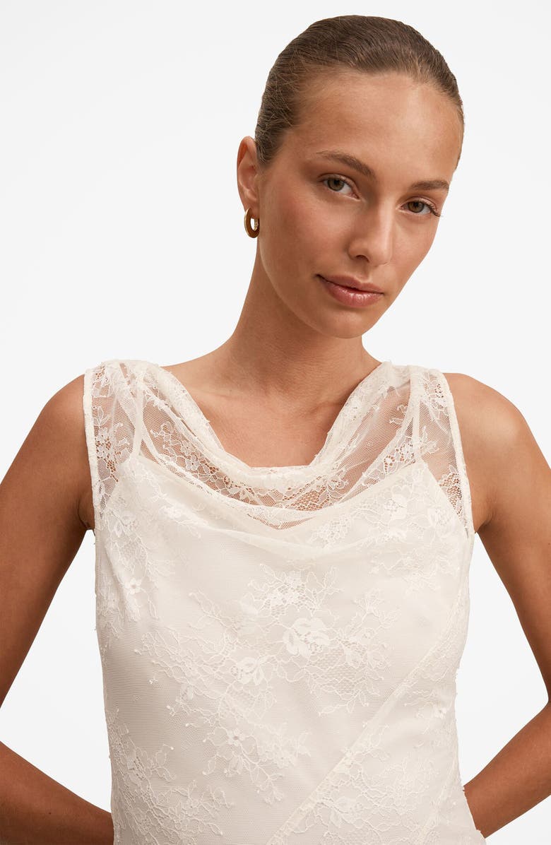 Ever New Jenna Paneled Lace Midi Dress, Alternate, color, Ecru