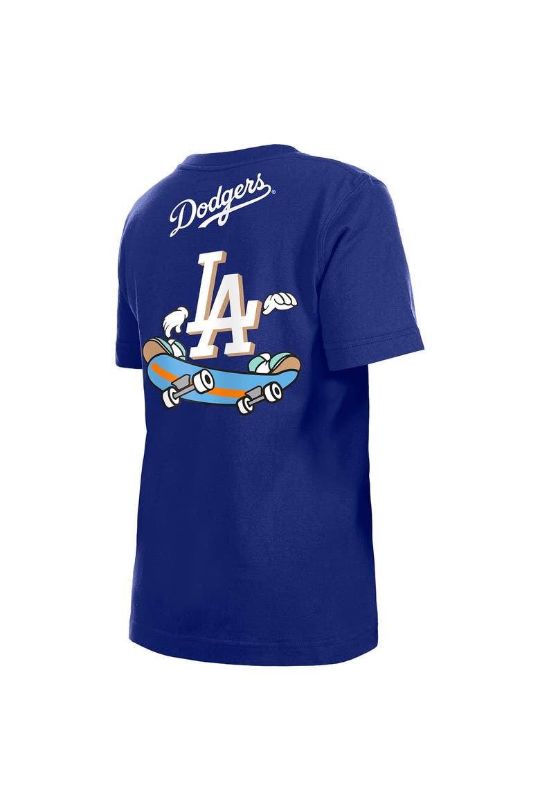 Youth New Era Royal Los Angeles Dodgers Cartoon Logo T-Shirt, Alternate, color, Royal