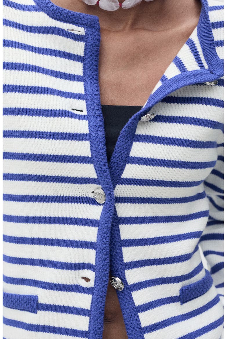 Stripe Cotton Blend Cardigan, Alternate, color, BLUE