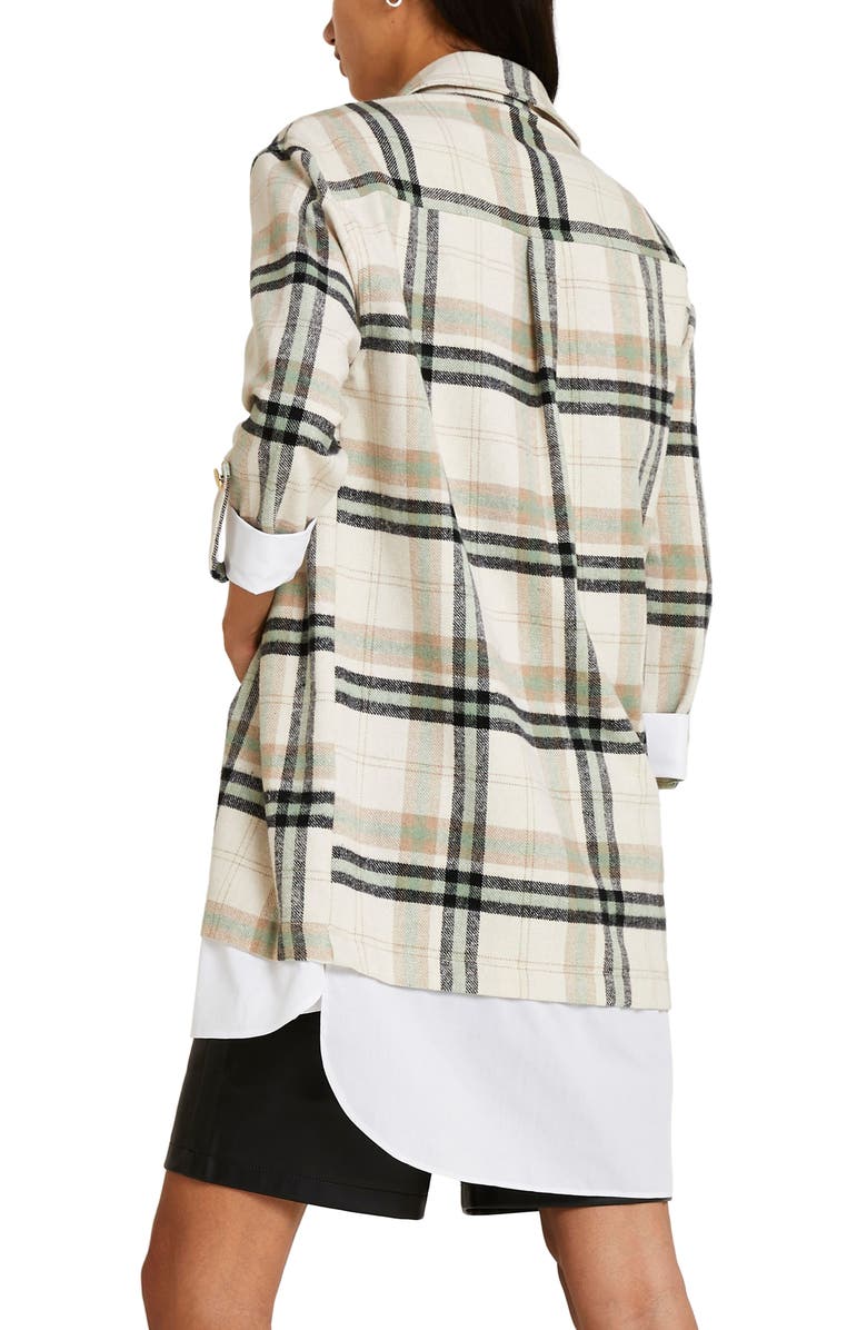 River Island Women's Longline Plaid Flannel Shirtdress, Alternate, color, 