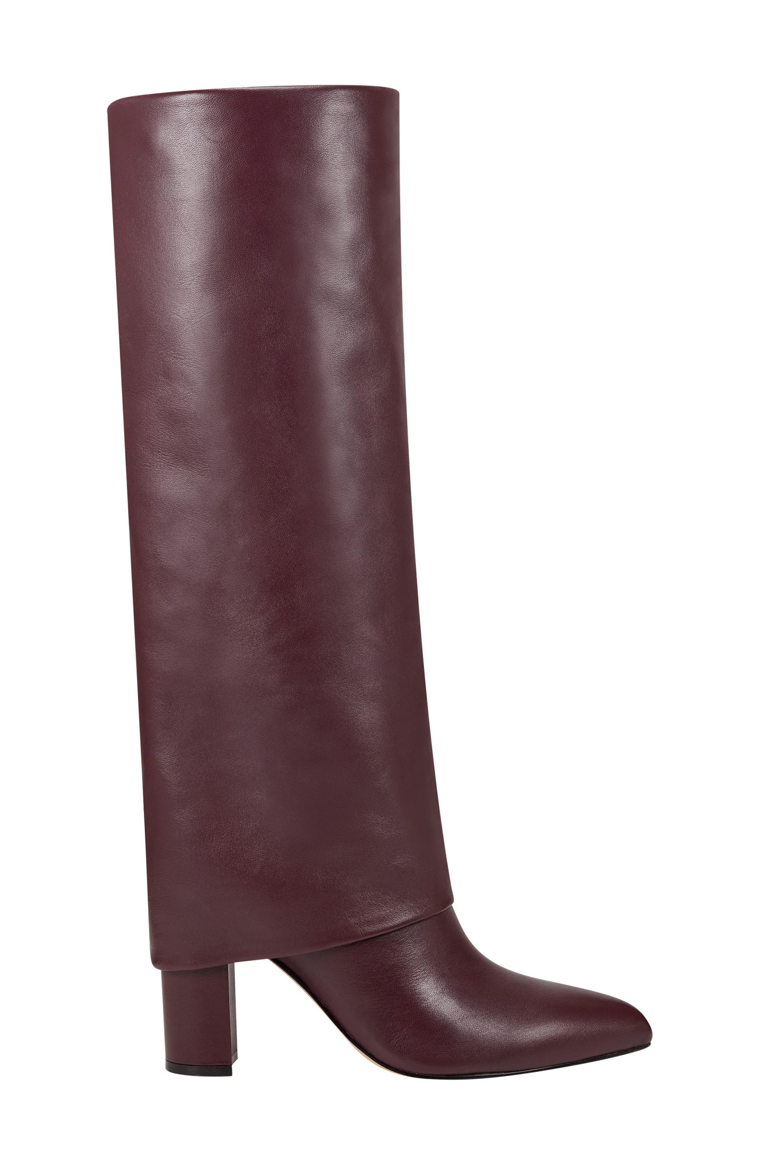 Leina Foldover Shaft Pointed Toe Knee High Boot, Alternate, color, DARK RED 600