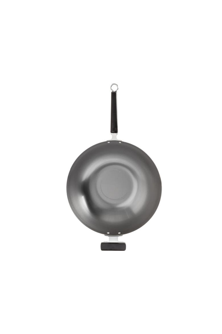 Uncoated Carbon Steel Flat Bottom Wok with Phenolic Handles, 14-Inch, Alternate, color, Metallic Silver