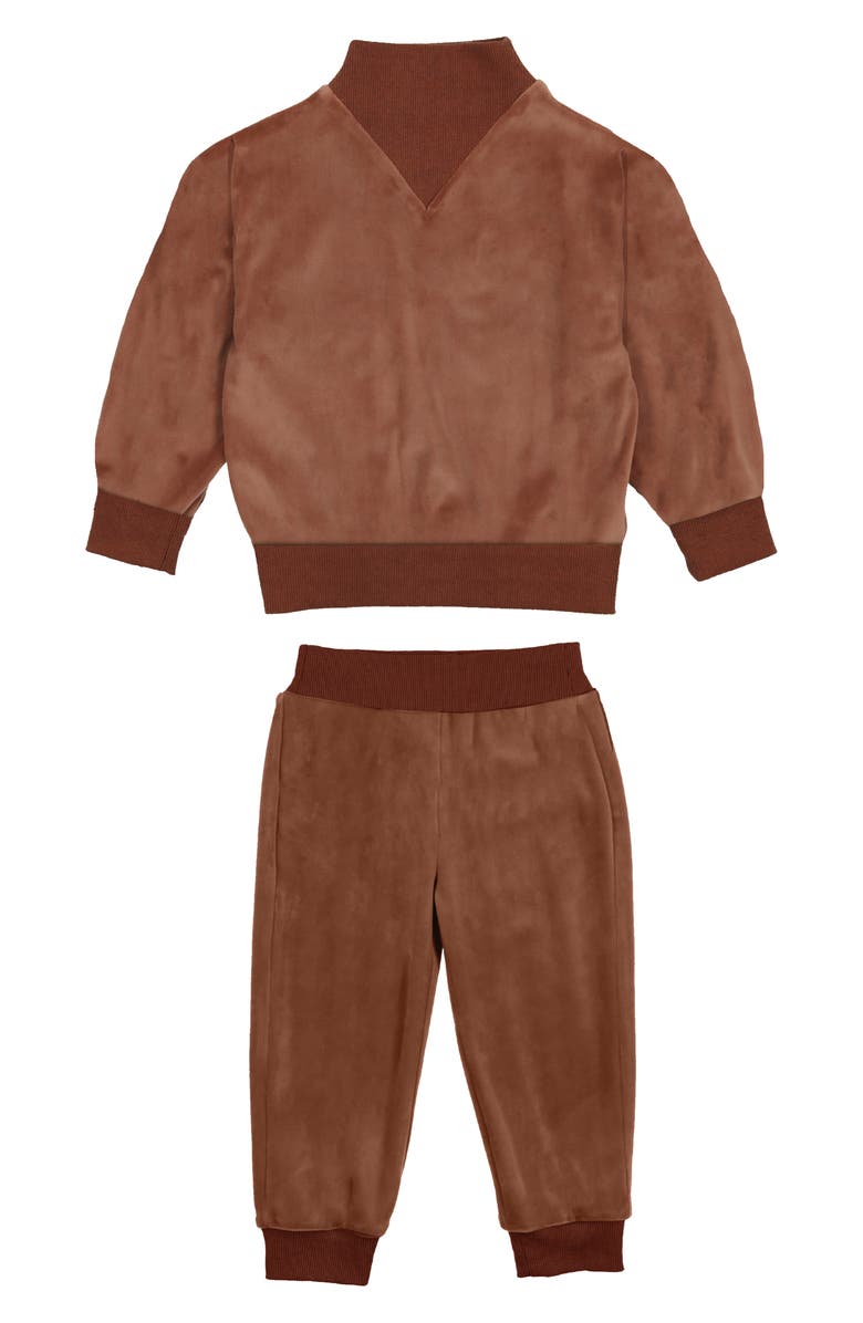 Manière Kids' Velour Sweater & Joggers Set, Main, color, Taupe
