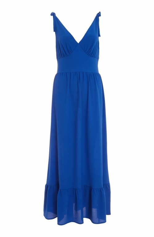Quiz Bubble Crepe Tie Detail Maxi Dress In Blue