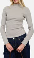 Blu Pepper Mock Neck Long Sleeve Ribbed Knit Top
