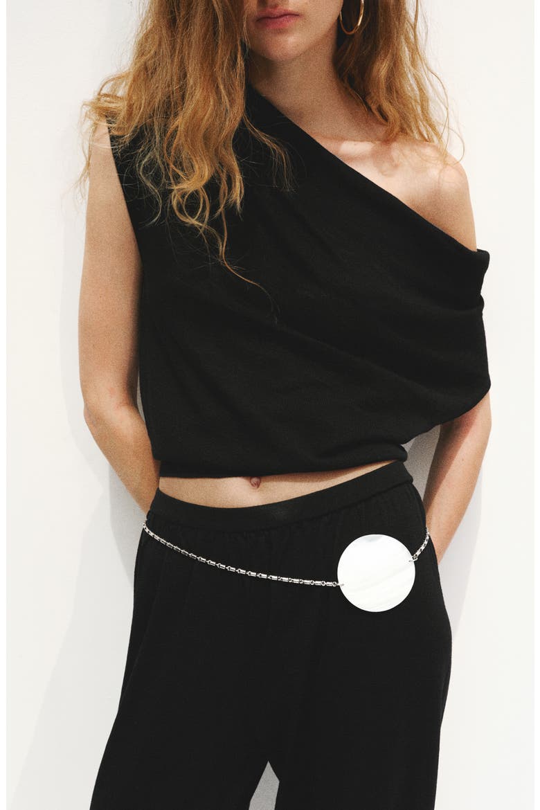Draped Neck Sweater, Main, color, BLACK