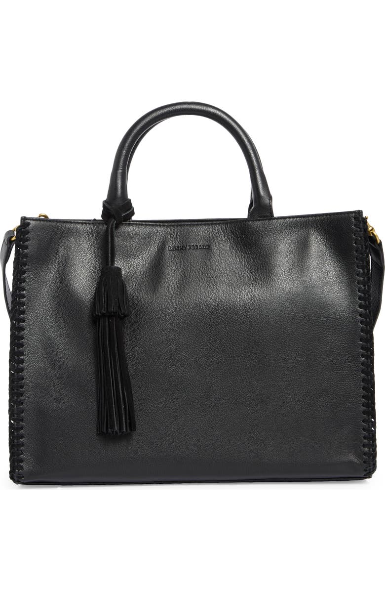 Lucky Brand Vall Tote Bag, Main, color, Black Suede