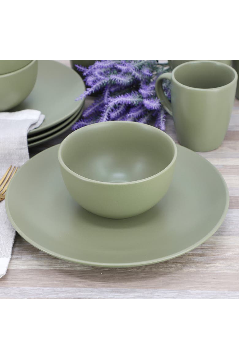 Everyday Plus 12 Piece Round Stoneware Dinnerware Set, Alternate, color, Green