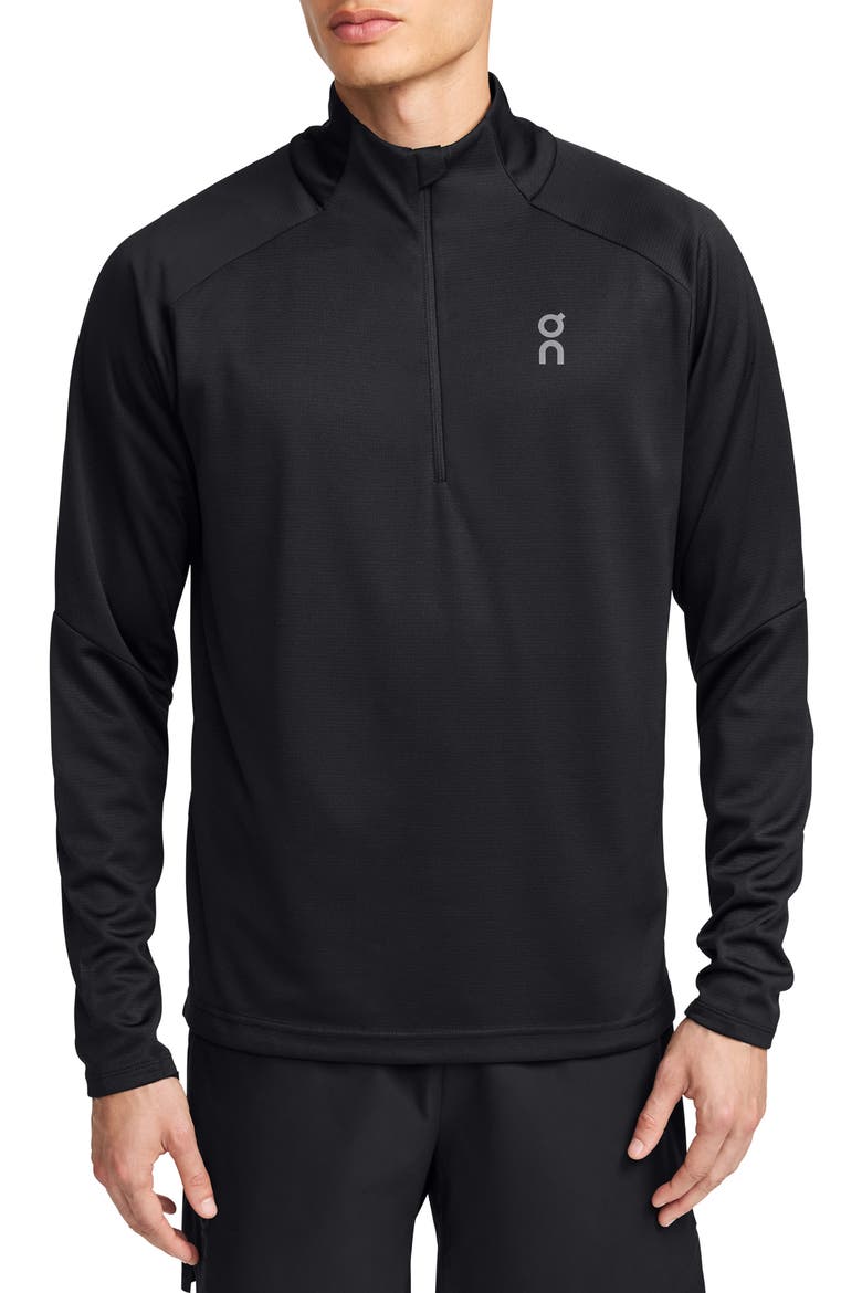 Climate Knit Quarter Zip Running Top, Main, color, BLACK
