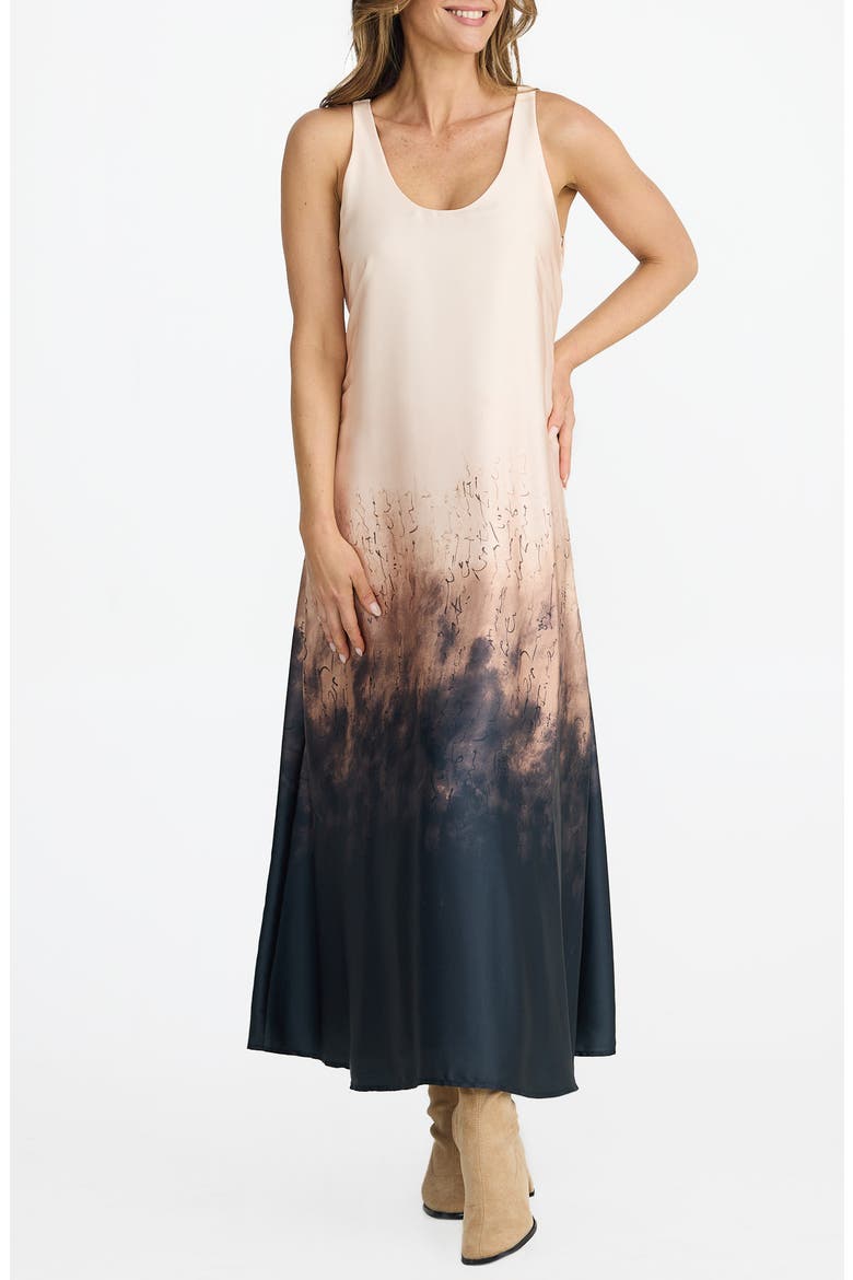 Audrey Print Sleeveless Satin Maxi Dress, Main, color, CALLIGRAPHY