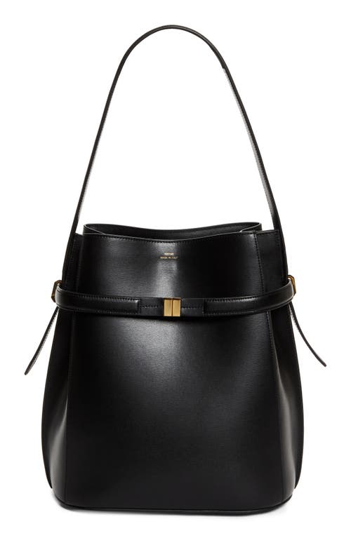 TOTEME Belted Leather Bucket Bag in Black at Nordstrom