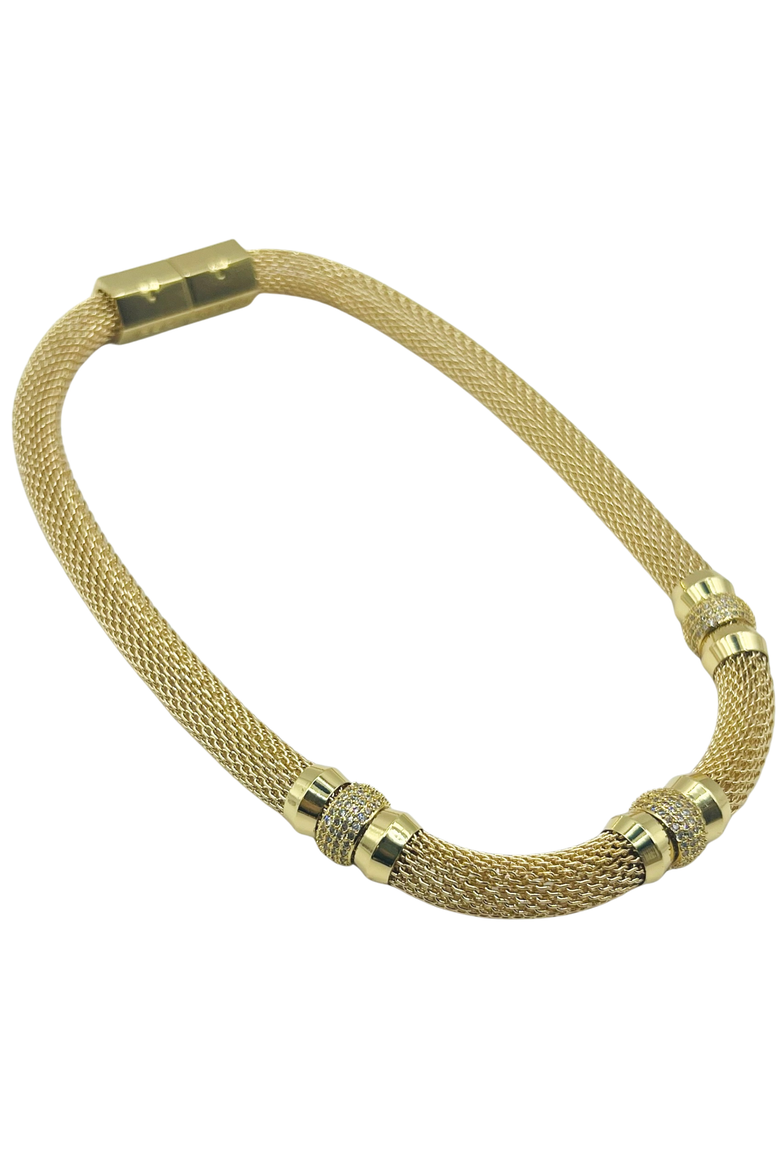 Fancy Mesh Necklace, Alternate, color, Gold
