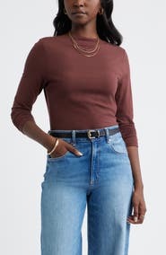 Caslon® Long Sleeve Boat Neck T-Shirt