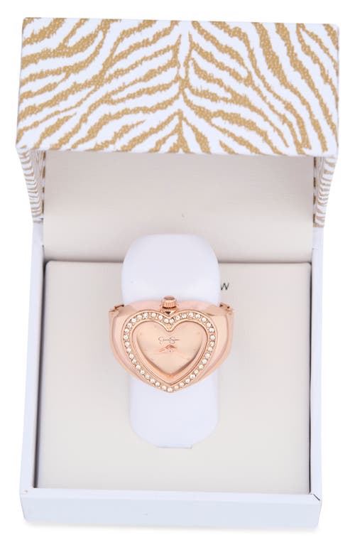 Jessica Simpson Crystal Heart Ring Watch In Rose