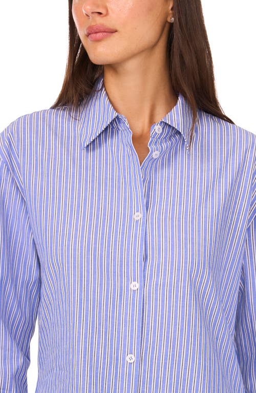 Halogen ® Stripe Poplin Button-up Shirt In Blue