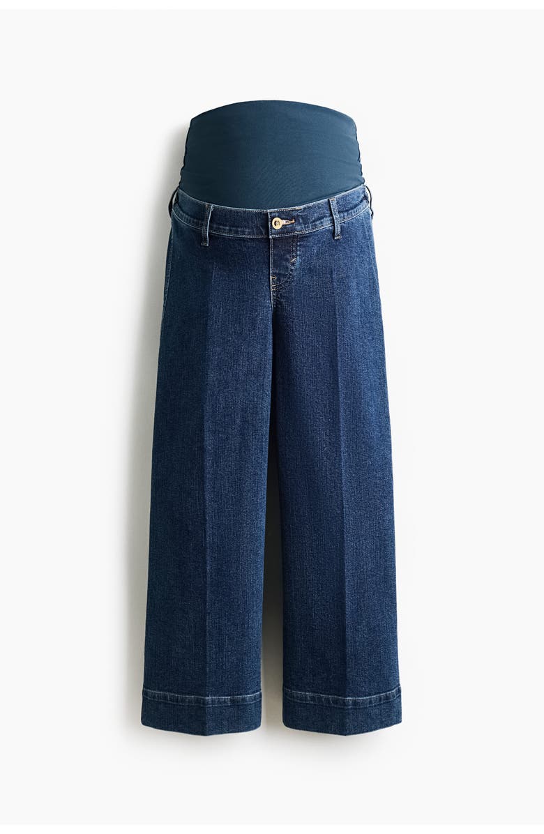 H&M Mama Wide High Waist Ankle Jeans, Main, color, Dark Denim Blue
