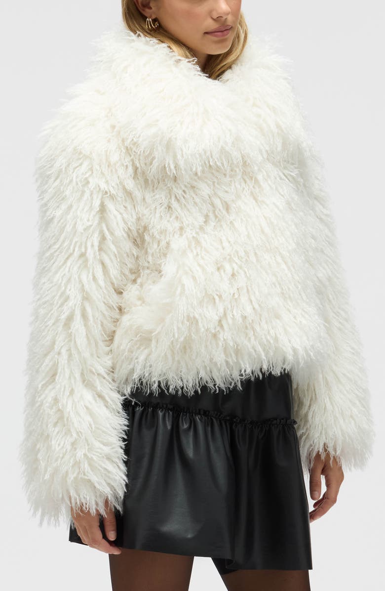 NVLT Shaggy Faux Fur Crop Jacket, Alternate, color, Ivory
