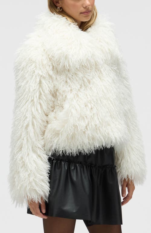 Nvlt Shaggy Faux Fur Crop Jacket In White