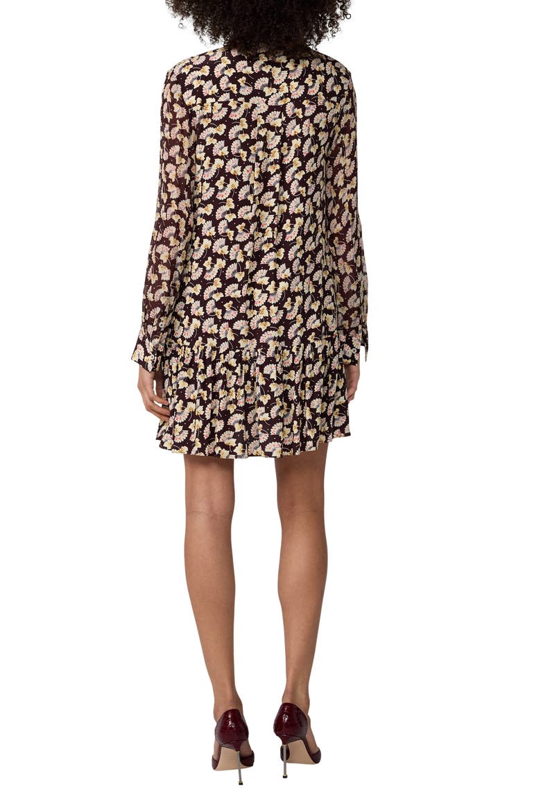 Indigo Fan Print Tie Neck Minidress, Alternate, color, FAN DANCE