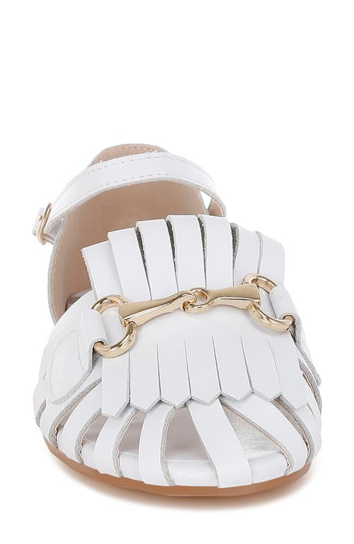 Rag & Co Women's Ramita Horsebit Fringe Flat Sandals White In White