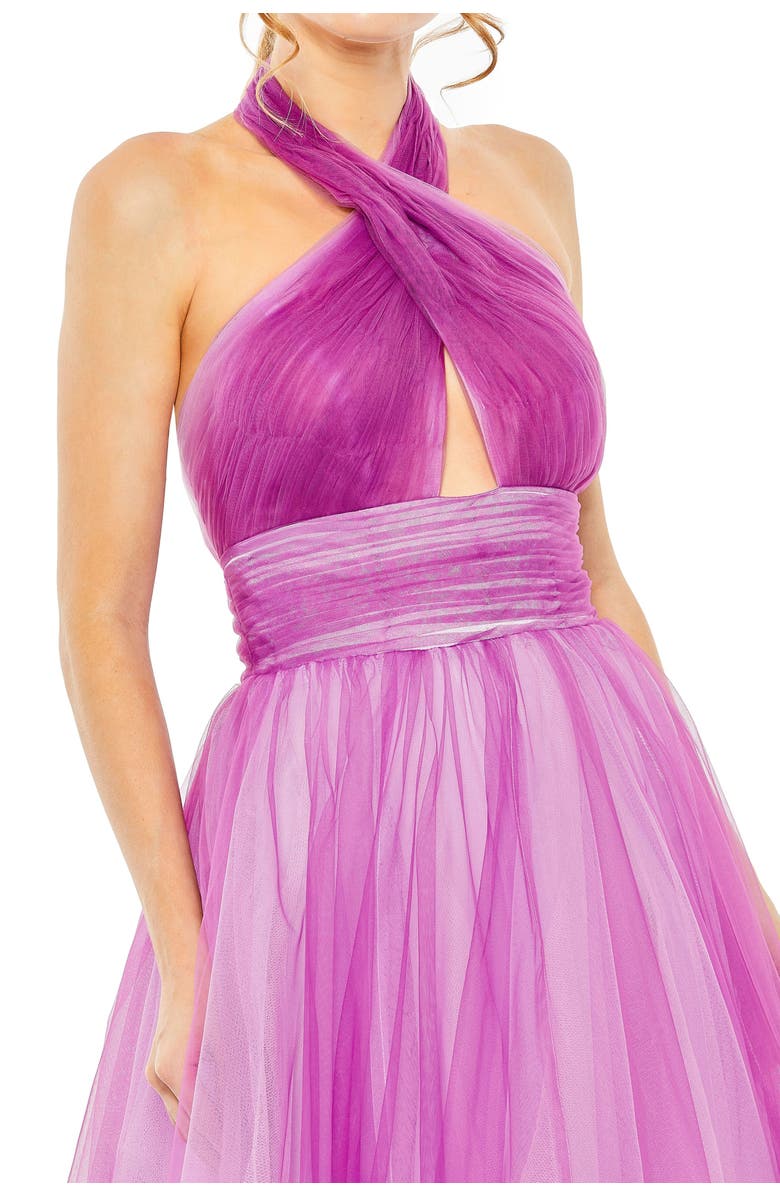 Mac Duggal Sleeveless Cross Front Tulle Dress, Alternate, color, Purple Ombre