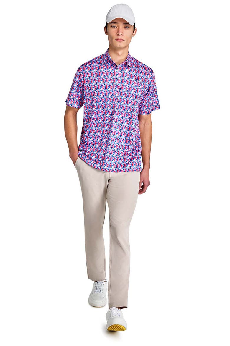 Regular Fit Stars & Stripes Recycled Performance Golf Polo, Alternate, color, BLUE/RED