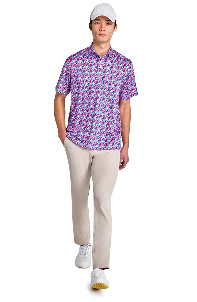 CONSTRUCT Regular Fit Stars & Stripes Recycled Performance Golf Polo, Alternate, color, Blue/Red