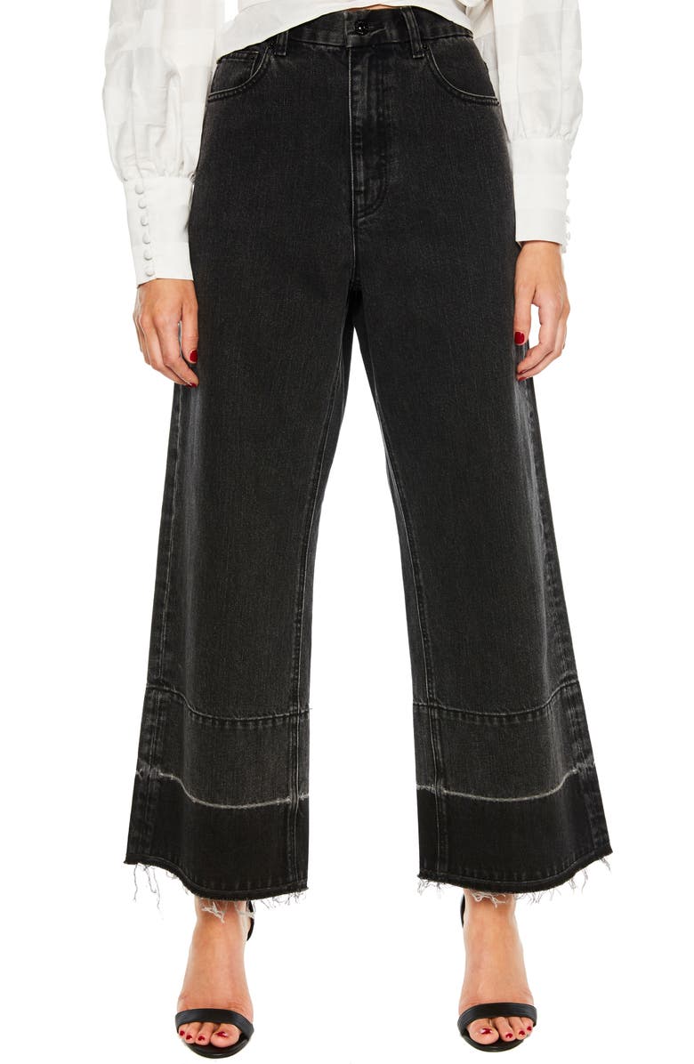 Bardot High Waist Release Hem Wide Leg Jeans, Main, color, 