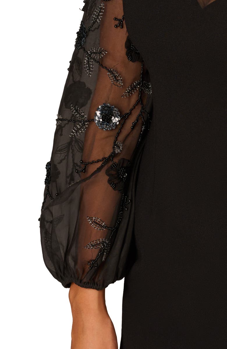 Aidan Mattox by Adrianna Papell Sequin Floral Long Sleeve Cocktail Dress, Alternate, color, 