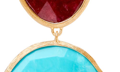 Marco Bicego Lunaria Thulite & Turquoise Drop Earrings In Gold