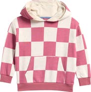 Mini Boden Kids' Pink Checkerboard Cotton Hoodie