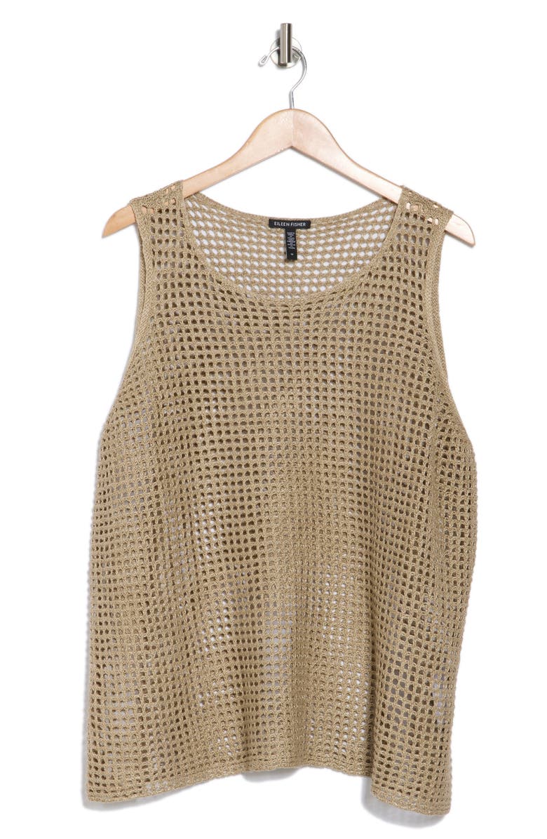 Eileen Fisher Open Stitch Organic Cotton Sleeveless Sweater, Alternate, color, Natural