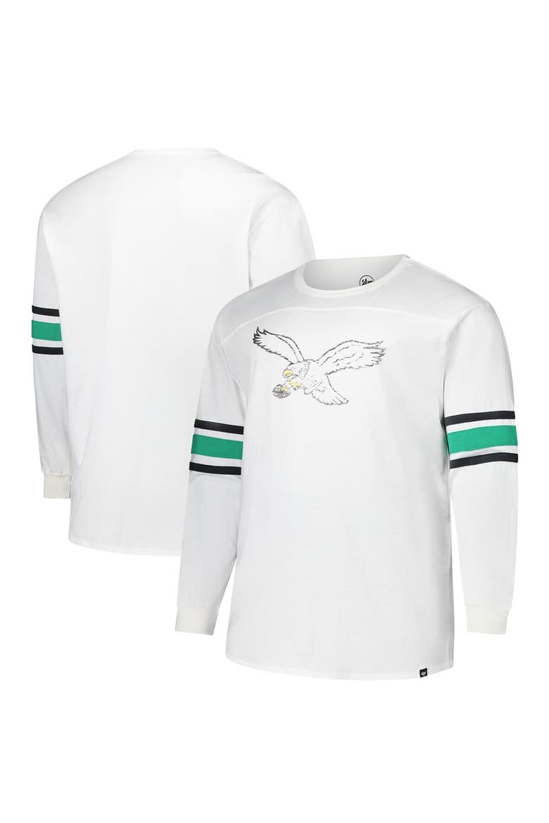 Men's '47 White Philadelphia Eagles Big & Tall Premier Brex Long Sleeve T-Shirt, Alternate, color, White