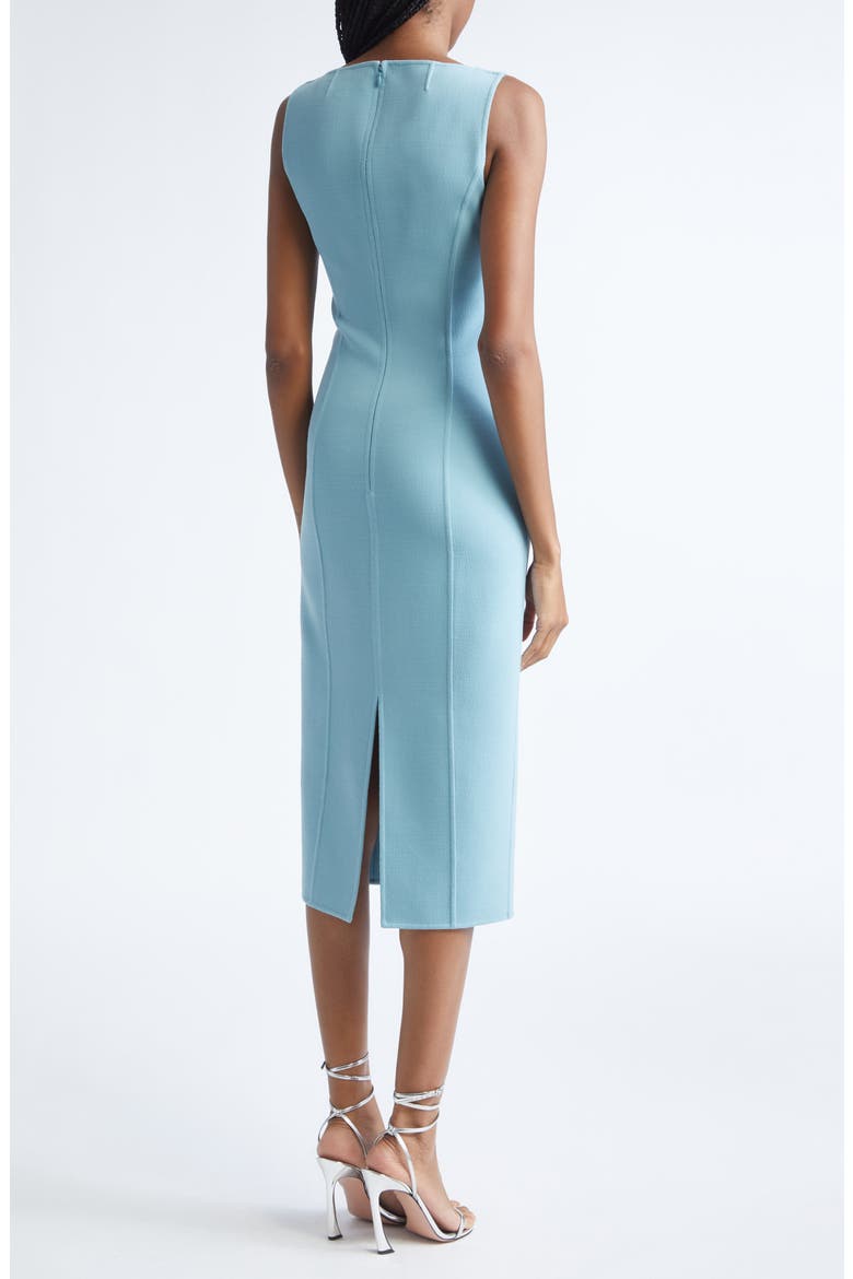 Stretch Wool Blend Crepe Sheath Dress, Alternate, color, SEAGLASS