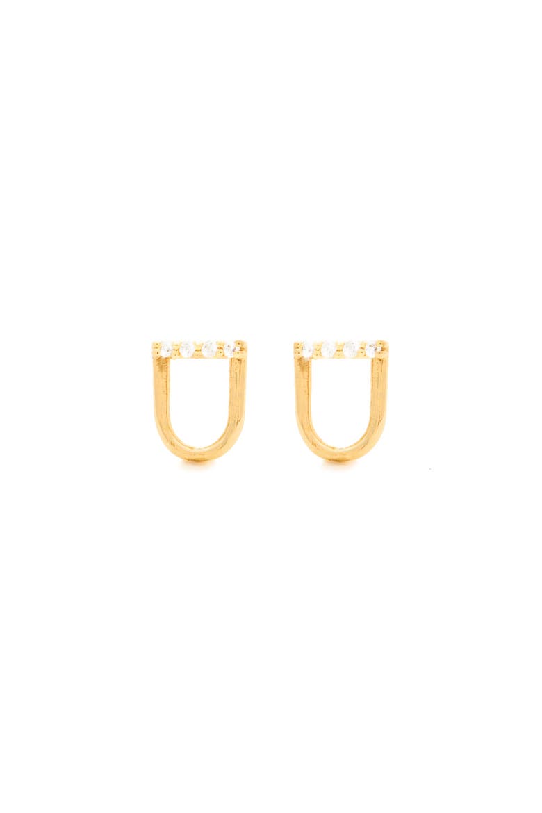 Edge Mini Link Stud Earring, Main, color, Gold
