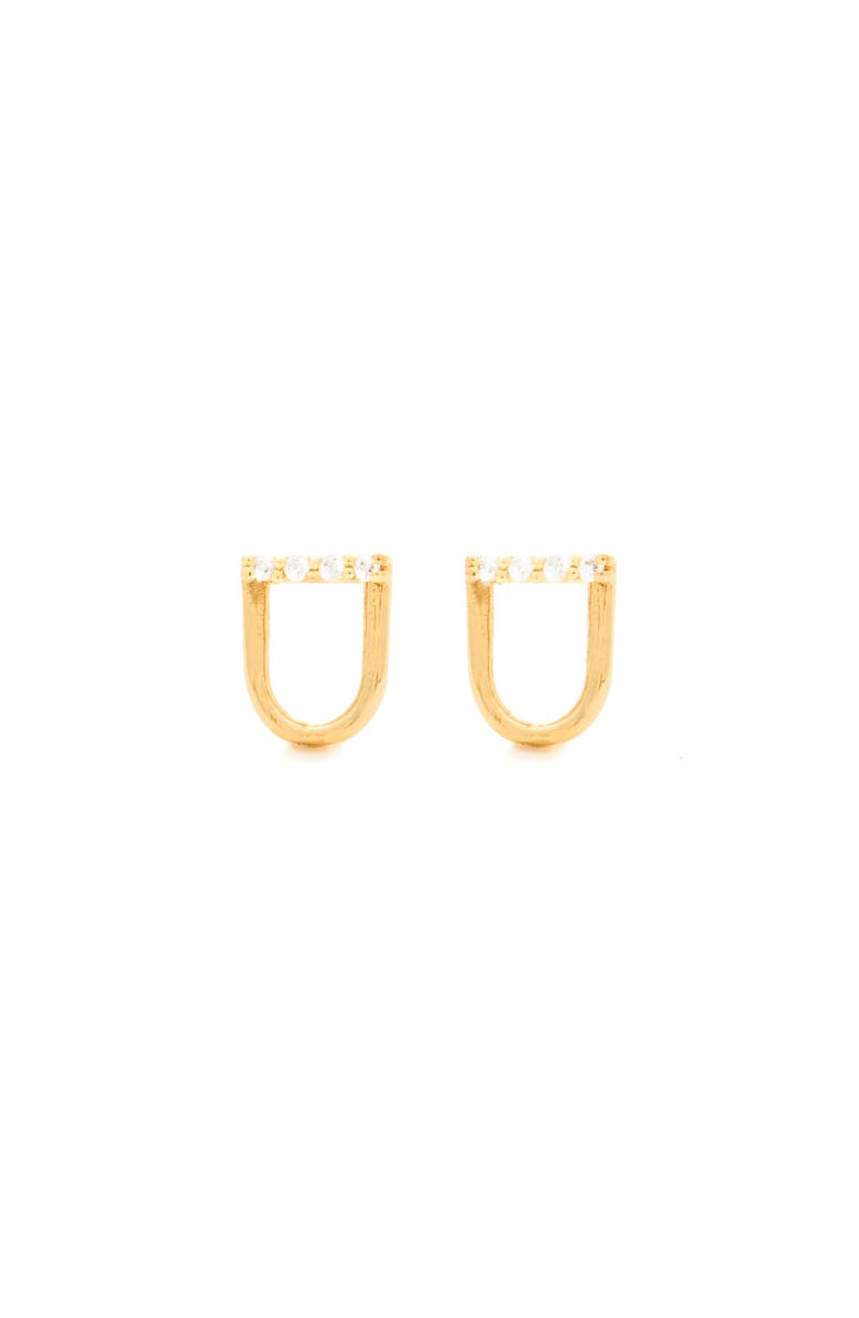 Campbell + Charlotte Edge Mini Link Stud Earring, Main, color, Gold