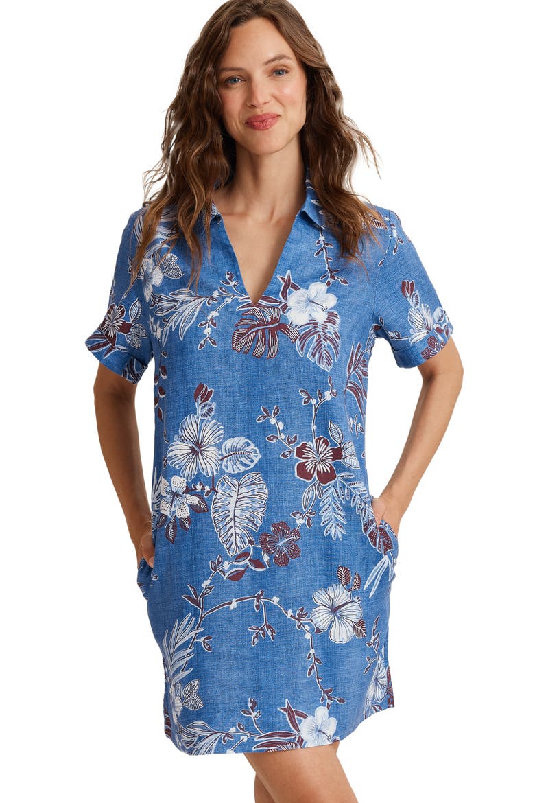 Canyon Shores Linen Shift Dress, Alternate, color, BLUE MONDAY