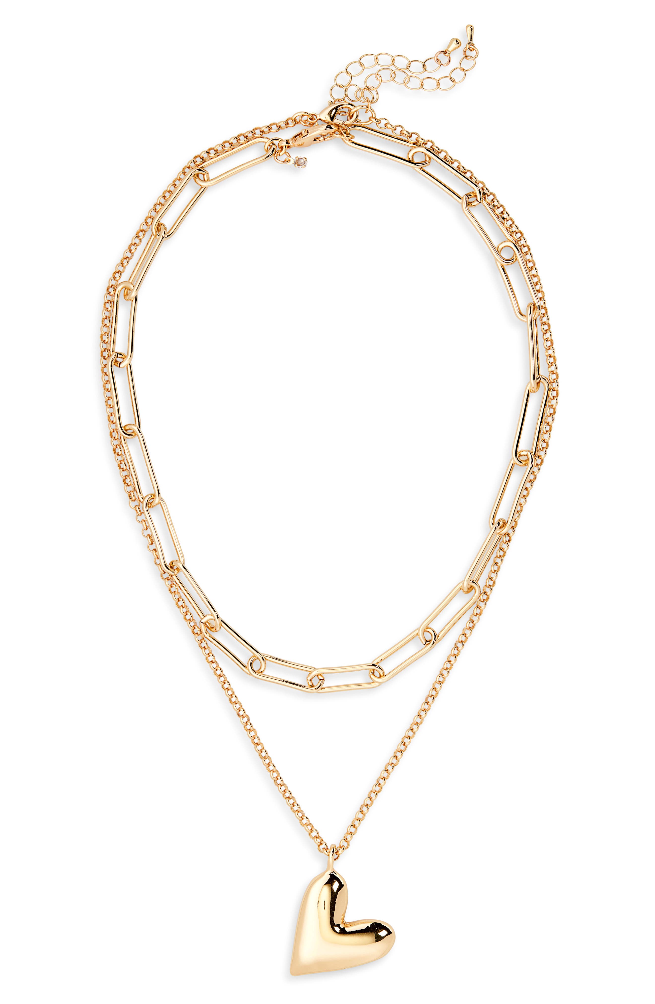 NORDSTROM RACK Puffy Heart Layered Necklace