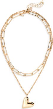 NORDSTROM RACK Puffy Heart Layered Necklace