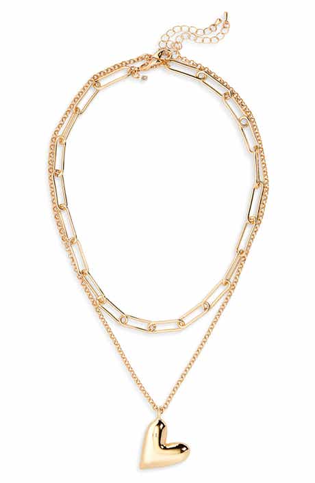 NORDSTROM RACK Puffy Heart Layered Necklace