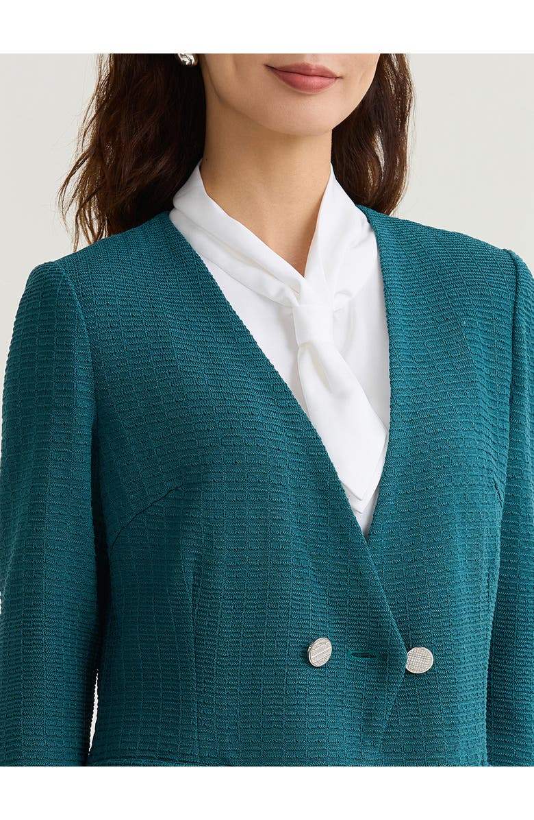 Misook Tailored Two-Button Crossover Knit Jacket, Alternate, color, Spruce