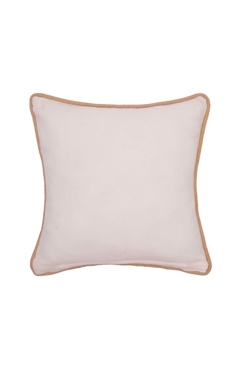 Floral Easter Bunny Burlap with Pom Embroidered Throw Pillow, 12" x 12", Alternate, color, White