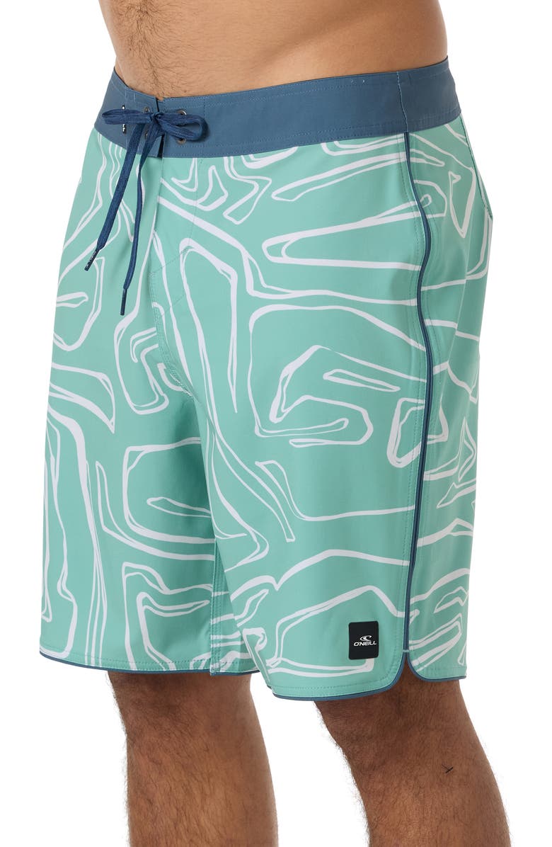 O'Neill Hyperfreak Mysto Scallop Board Shorts, Alternate, color, Green