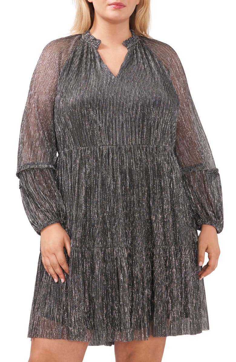CeCe Metallic Long Sleeve Dress, Alternate, color,