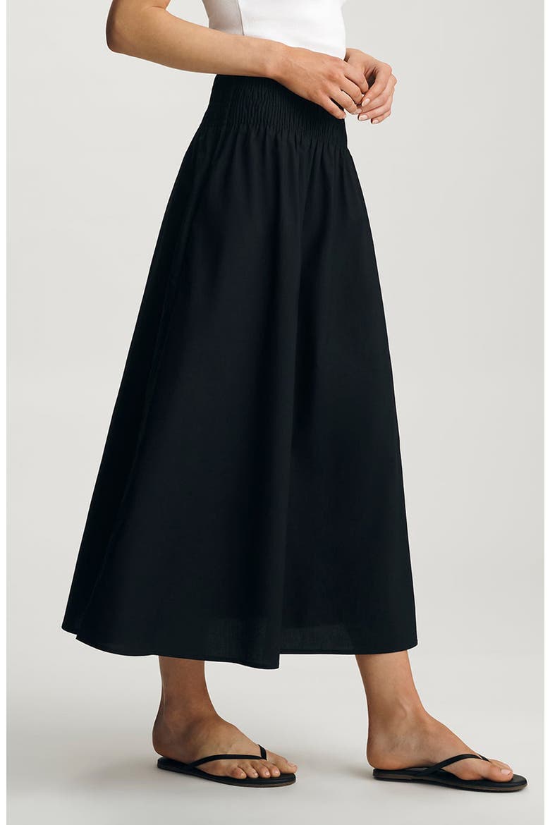 Smocked Flare Maxi Skirt, Alternate, color, BLACK