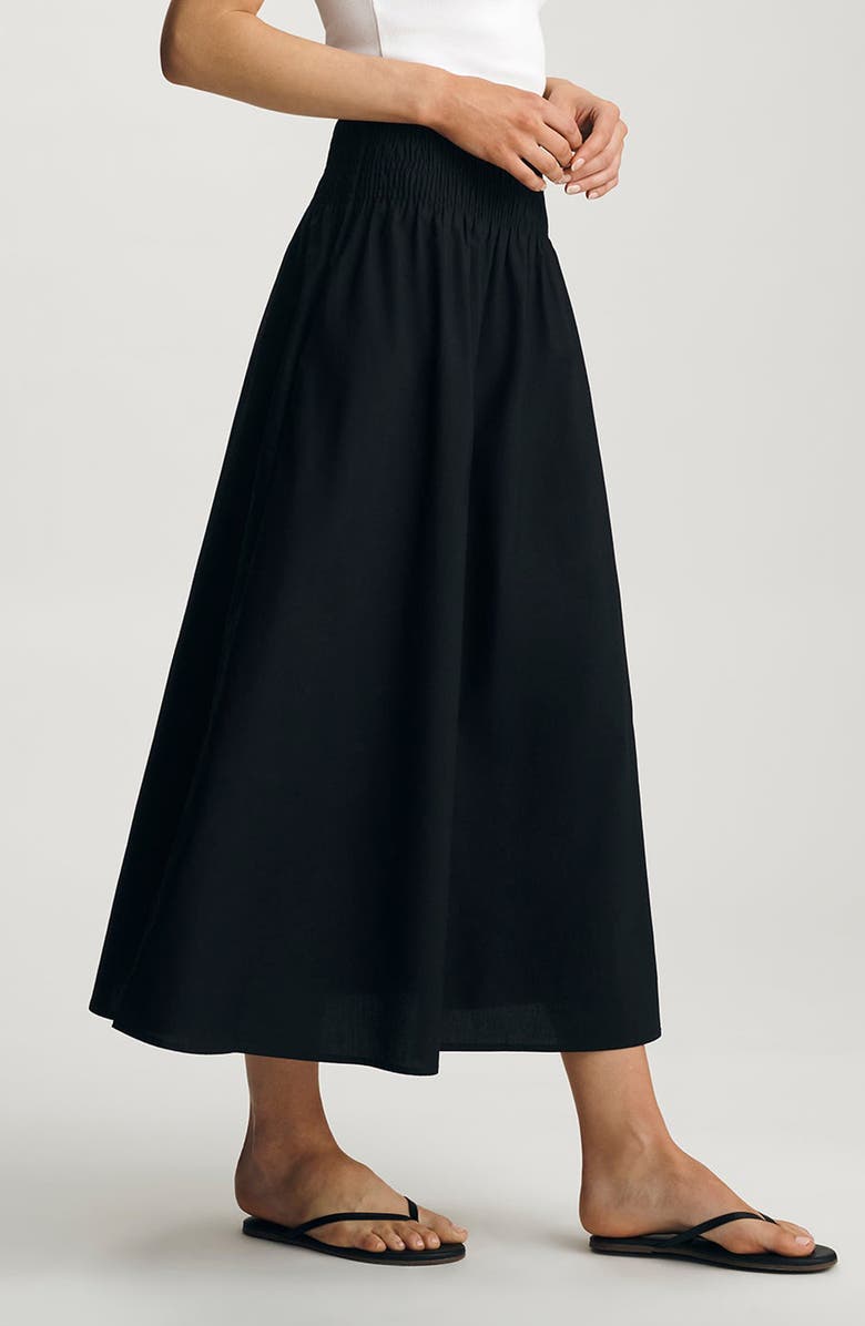 Mavi Jeans Smocked Flare Maxi Skirt, Alternate, color, 