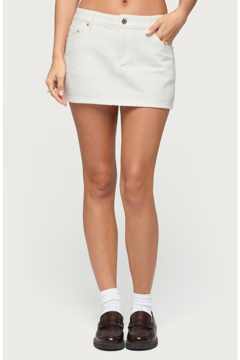 Spencer Low Rise Denim Miniskort, Main, color, WHITE